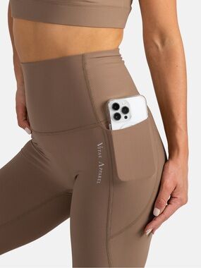 Vitae Apparel Ribbed Action Pocket Sand Brown Leggings